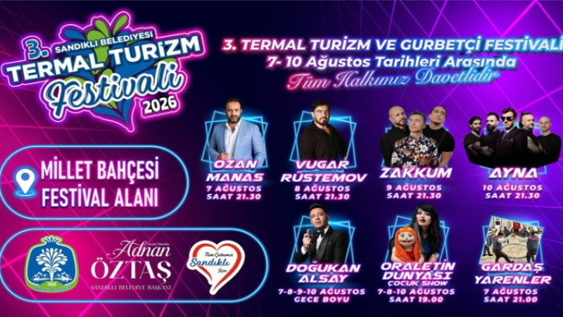 Sandıklı'da Termal Turizm ve Gurbetçi Festivali başlıyor