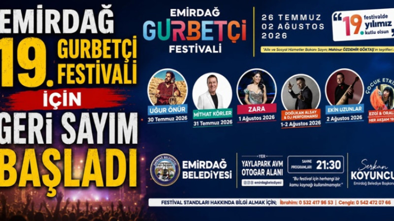 Emirdağ Gurbetçi Festivali  için geri sayım başladı