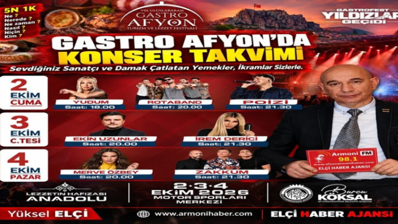 Gastro Afyon'da 2026 Konser Takvimi Belli Oldu!